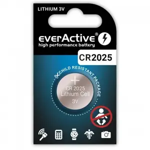 Button cell battery everActive CR2025 3V lithium, single pack (no retail packaging)