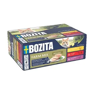 Влажный корм для кошек BOZITA Mousse Mixed Farm 12 x 85 г — смесь вкусов, муссовая текстура