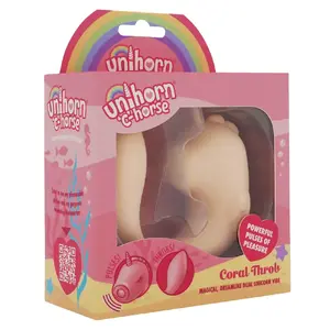 Handheld personal massager Unihorn C-Horse Coral Throb — silicone dual vibrator, rechargeable, 15 cm, Ø 3.3 cm