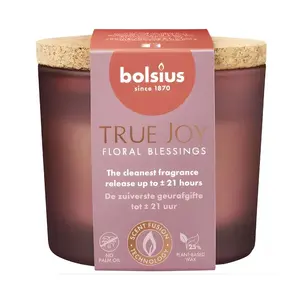 Stikla sveces trauks ar korķa vāku bolsius True Joy Ø66×83 mm Floral Blessings