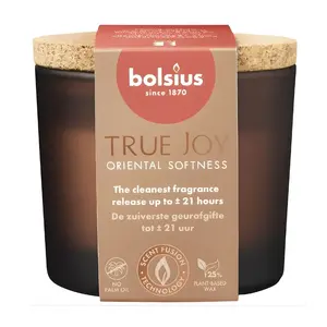 Stikla sveces trauks ar korķa vāciņu bolsius True Joy Ø66×83 mm — aromāts Oriental Softness