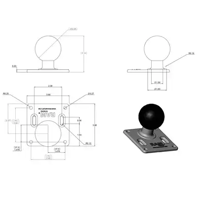 VESA plate RAM Mounts 75x75 mm RAM-D-2461U Photo 2