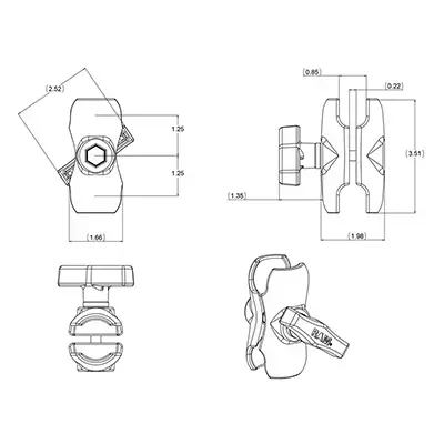 RAM Mounts Double Socket Arm RAM-201U-B Photo 3