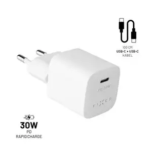 Сетевой зарядный устройство FIXED USB-C 30W с кабелем USB-C–USB-C 1 м (модель FIXC30M-CC-WH)