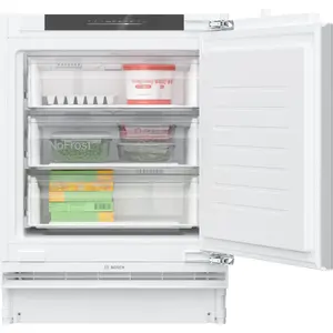 Iebūvējamais saldētavas Bosch Serie 6 GUN21ADE0 — 85 l, NoFrost, 4*, sasaldēšana 8 kg/24h, ar labo eņģi, balts