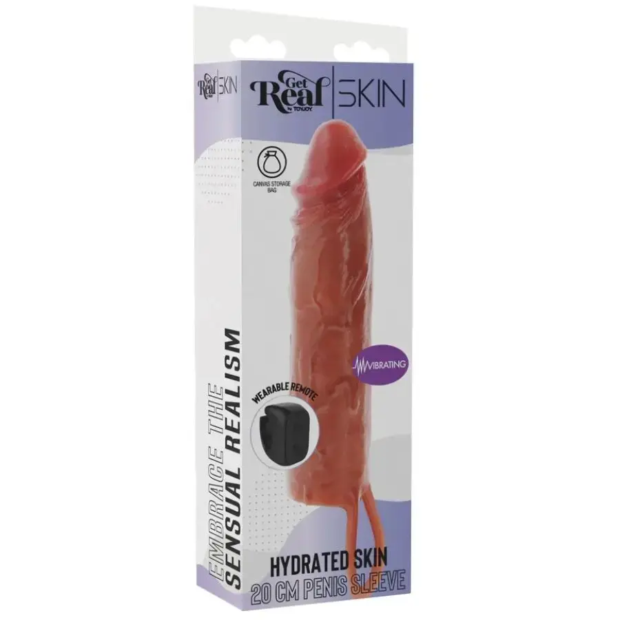 Silicone vibrating penis sleeve GET REAL Hydrated Skin 20 cm Photo 5