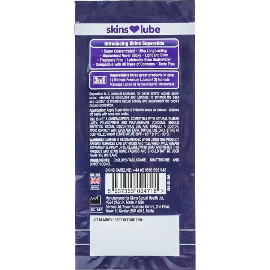 SKINS SUPERSLIDE silicone lubricant 5 ml single-dose Photo 2