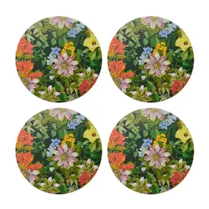 Galda paliktņu komplekts, Creative Tops Floral, 4 gab., Ø 29 cm, MDF un korķis, pavasara ziedu motīvs