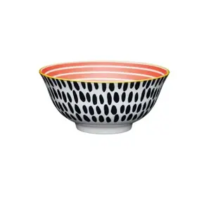 Keramikas bļoda KitchenCraft Red Swirl and Black 15,7 cm