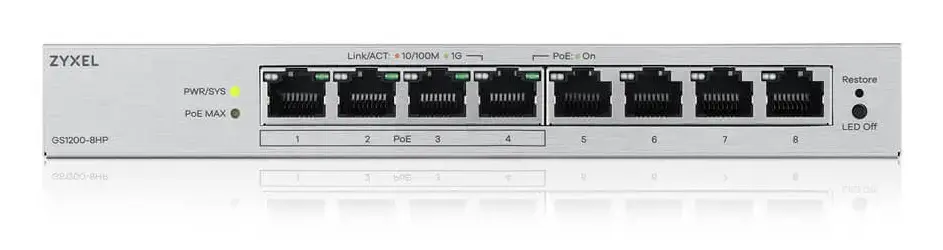 Zyxel GS1200-8HPV3 Управляемый L2 Gigabit PoE коммутатор Photo 3