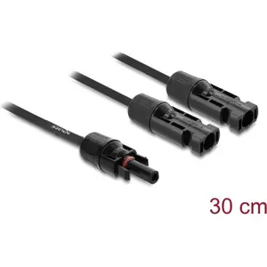 DELOCK solar splitter cable 2x plug to 1x socket 30 cm black (model 89298)