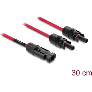 DELOCK solar splitter cable 1 x plug to 2 x sockets 30 cm red (model 90707)