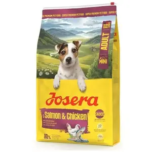 Сухой корм для собак JOSERA Mini Adult Salmon & Chicken 10 кг — полный корм для взрослых мелких пород, 26% белка, 16% жира