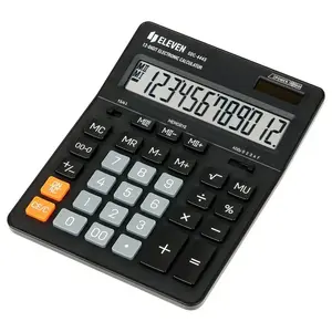 Desktop calculator Eleven SDC-444S — 12-digit pocket office calculator, battery/solar, CR2032, black