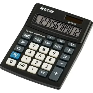 Desktop calculator Eleven CMB1201-BK — basic arithmetic, 12-digit display, battery/solar, black