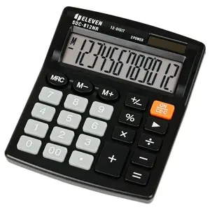 Desktop calculator Eleven SDC-812NR — basic 12-digit office calculator, battery/solar, plastic housing, 124×102×25 mm