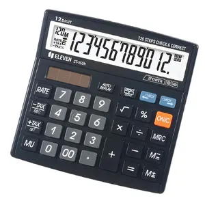 Desktop calculator Eleven CT-555NE — 12-digit display, dual power (solar + LR44 battery), plastic housing, black