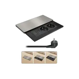 Built-in power socket block Solight PP128C-PD20-HDMI — 2 outlets, HDMI, USB-A + USB-C PD 20W, 2 m cable, silver