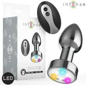 Anal plug INTENSE vibrating metal, LED lights, remote control, size M