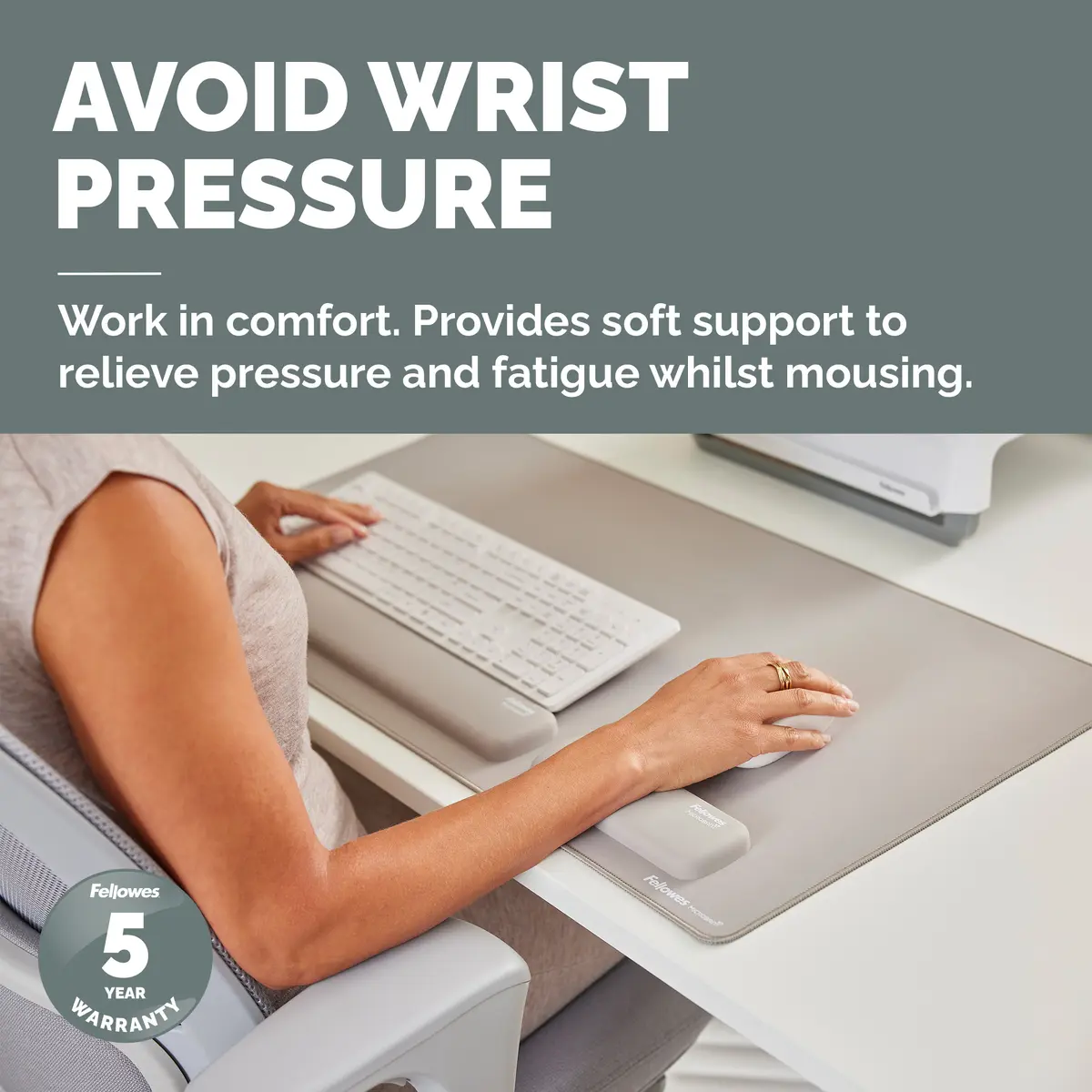 Fellowes Breyta Ergonomic Wrist Rest Sand Photo 2