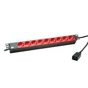 Удлинитель сетевой Bachmann 333.937 — 9 розеток Type F, кабель 2 м, для помещений, черно-красный