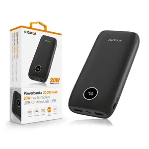 Портативный аккумулятор ALIGATOR PBPD20BK 20 000 мА·ч, Power Delivery 20W, быстрая зарядка, черный