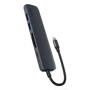 USB Type-C хаб Epico 9915111600001 — HDMI, USB 3.2 Gen 1 Type-A, USB‑C, SD/MicroSD, PD 100 Вт, алюминий, чёрный