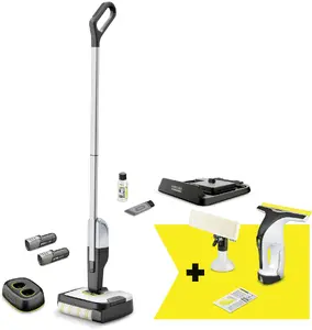Karcher FC 2-4 + WV 4-4 Set Battery Dry and Wet Electric Mop and Window Vacuum Cleaner Black and Silver
