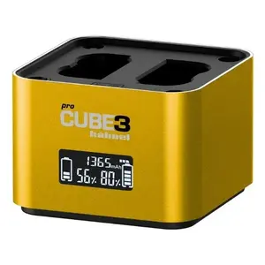 Lādētājs hähnel ProCube3 fotokameras baterijām, USB, Li-Ion, 2 A izvade, LCD, melns/dzeltens