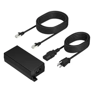 Network PoE++ Adapter HP POLY B5NH6AA — 65W, 2.5G, with 3.66 m Cat6A cable and power cord, black, 65×140×38.5 mm