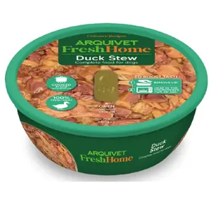 Mitrā barība suņiem ARQUIVET Arquivet Fresh Home Gulasz z Kaczki 280 g — pilnvērtīga bezgraudu vistas (pīles) recepte pieaugušiem