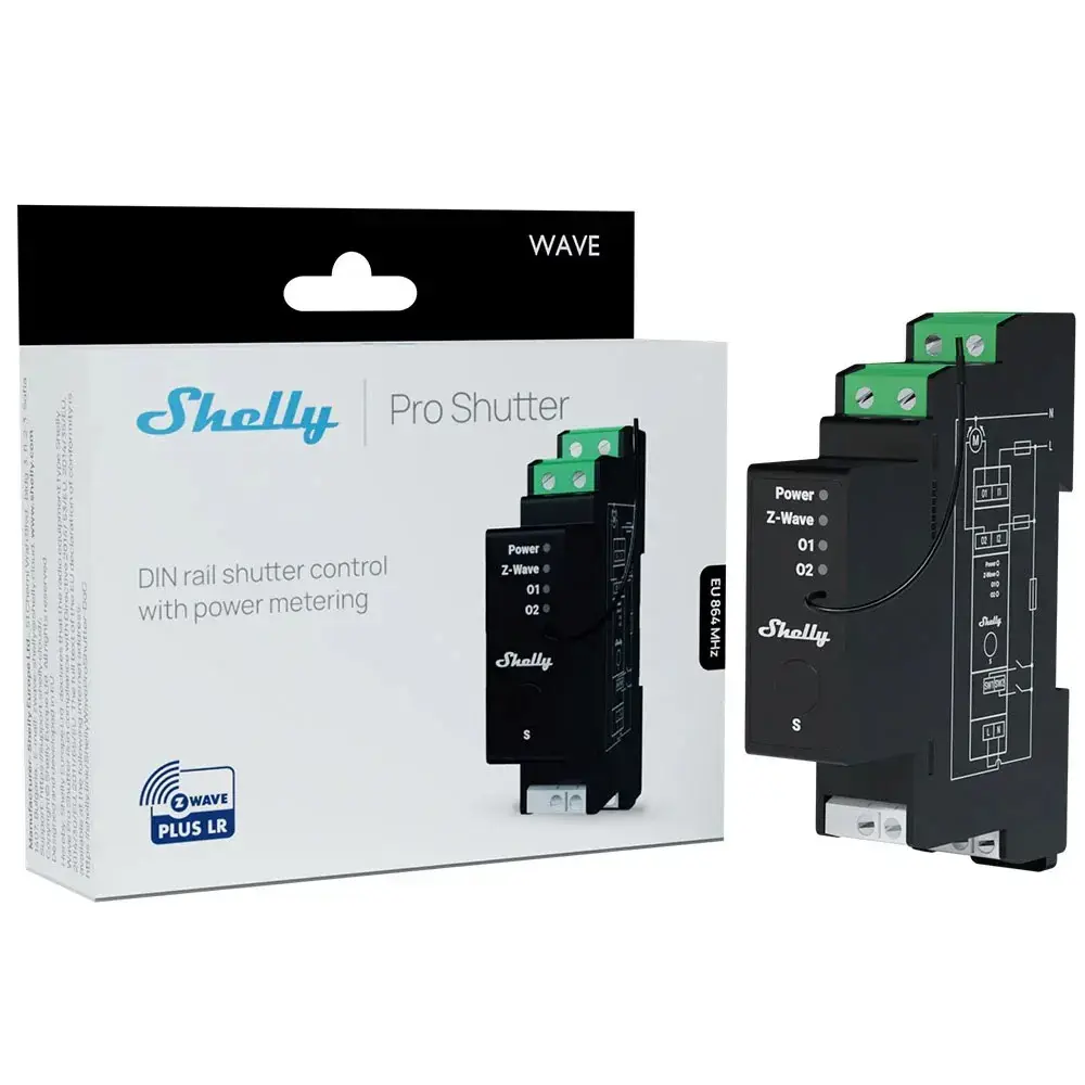 Shelly Wave Pro Shutter LR DIN sliedes Z-Wave relejs Photo 2