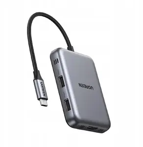 UGREEN multiport hub USB-C 7-in-1 with HDMI 4K@60Hz, USB-C PD 100W, 2x USB-A, SD and microSD card reader — gray