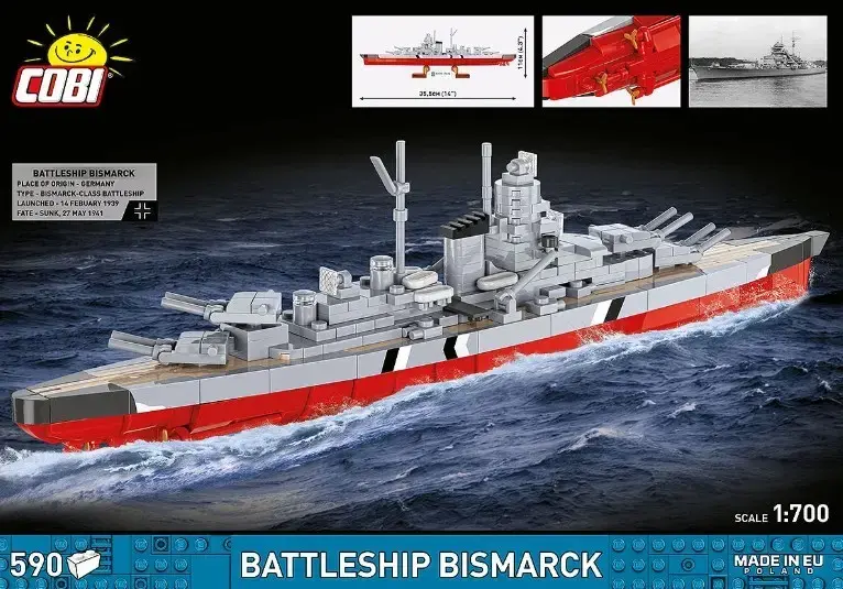 Cobi kaujas kuģis Bismarck — 590 detaļas Photo 7