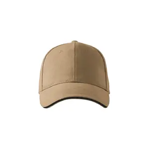 Кепка с козырьком MALFINI Sandwich 6P Sand 340 г/м² — 6-панельная хлопковая кепка, цвет песочный