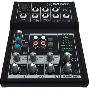 Compact audio mixer Mackie Mix5 — 5-channel desktop mixer with mic/line inputs