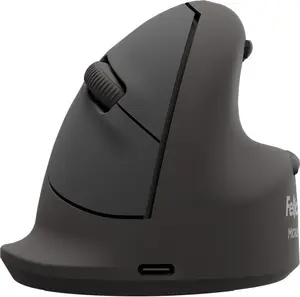 Fellowes Breyta Plus+ Ergonomic Left-Handed Vertical Wireless Mouse Black Optical 2400 DPI Bluetooth and USB Type-C