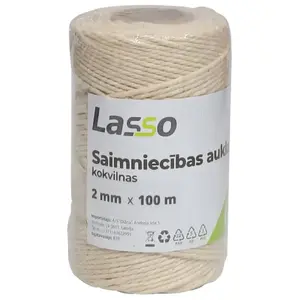 Virve Lasso 2 mm x 100 m kokvilnas saimniecības aukla, modelis 9140628