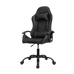 Biroja krēsls Happygame 6911 — melns ergonomisks grozāms krēsls ar regulējamu augstumu