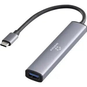 USB 3.0 hub Renkforce RF-USBH-250 with integrated USB‑C plug, grey