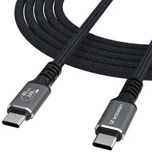USB-C to USB-C cable Wozinsky 1.5 m, black, reversible connector, USB Power Delivery compatible