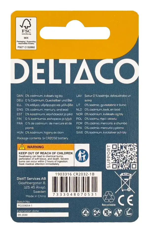 Deltaco CR2032-1B household battery CR2032-1B Photo 2