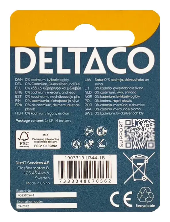 Deltaco LR44-1B household battery LR44-1B Photo 2
