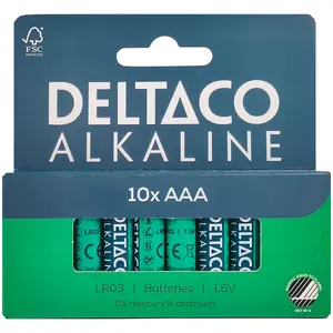 DELTACO LR03-10B AAA Sārmu Vienreizējās Lietošanas Baterija 1.5V 10 Gab.