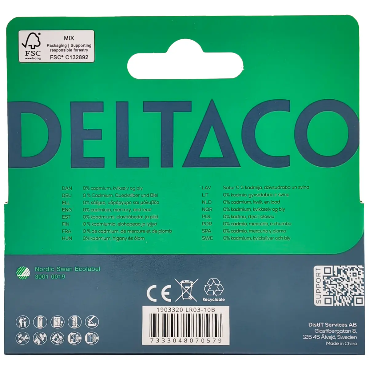 DELTACO LR03-10B AAA Sārmu Baterija Photo 3