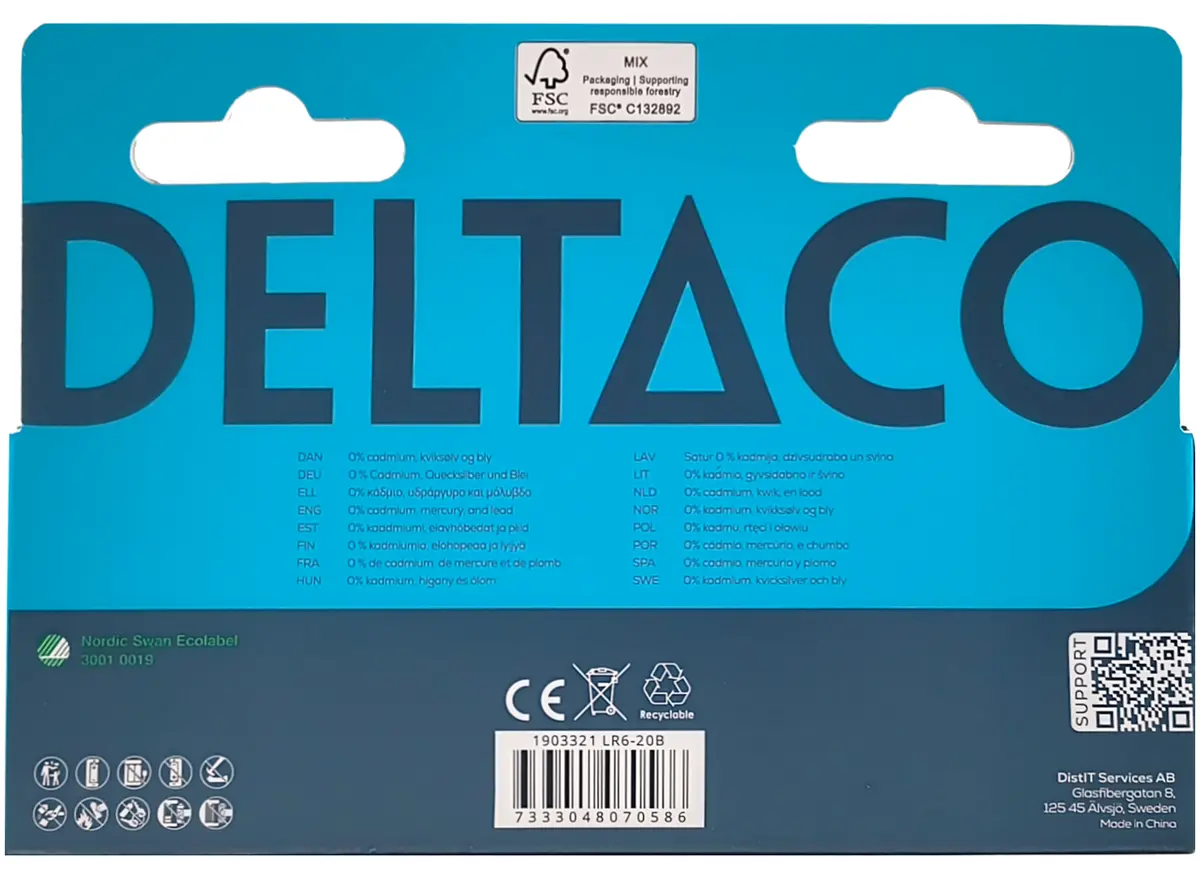 Deltaco LR6-20B AA Sārmu baterija 20 gab Photo 3