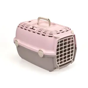 Pet transport cage stefanplast Horizon 1 with plastic door 48×32×30 cm pink/gray
