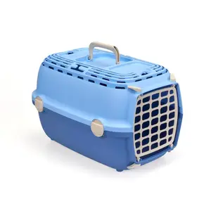 Pet transport cage Stefanplast Horizon 1 with plastic door, 48×32×30 cm, light blue/blue