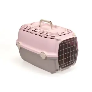 Pet transport cage Stefanplast Horizon 1 with metal door 48×32×30 cm, pink/gray