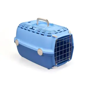 Pet transport cage stefanplast Horizon 1 with metal door 48x32x30 cm light blue/blue